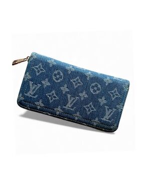 Gorgeous LV Monogram Denim Zippy elongated Wallet in Blue with multi compartment